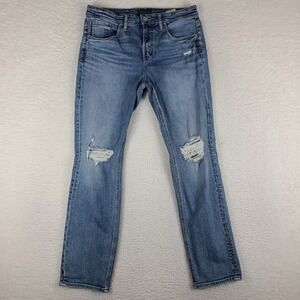 Silver Jeans Womens‎ 30x28 Blue Beau Straight Leg Light Wash Distress Denim